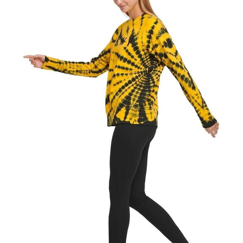 NEW DKNY Women's Sport Tie-Dyed Logo Yellow Top, Size - X-Small - Picture 2 of 3